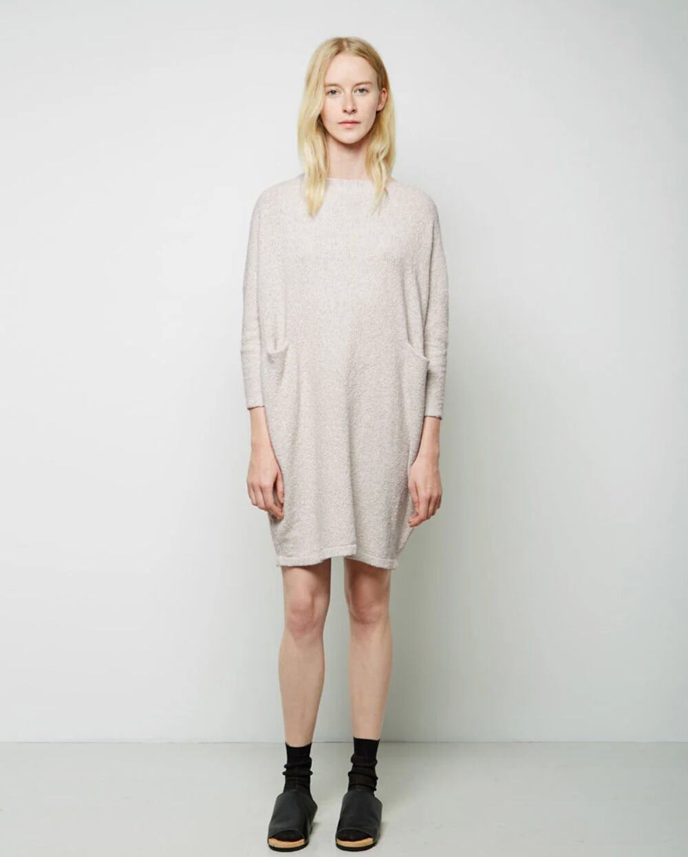Lauren Manoogian Sweater Dress Womens L Beige Trapezoid Hand Loomed Slouchy